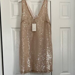 A New Day Beige Sequin Fabric